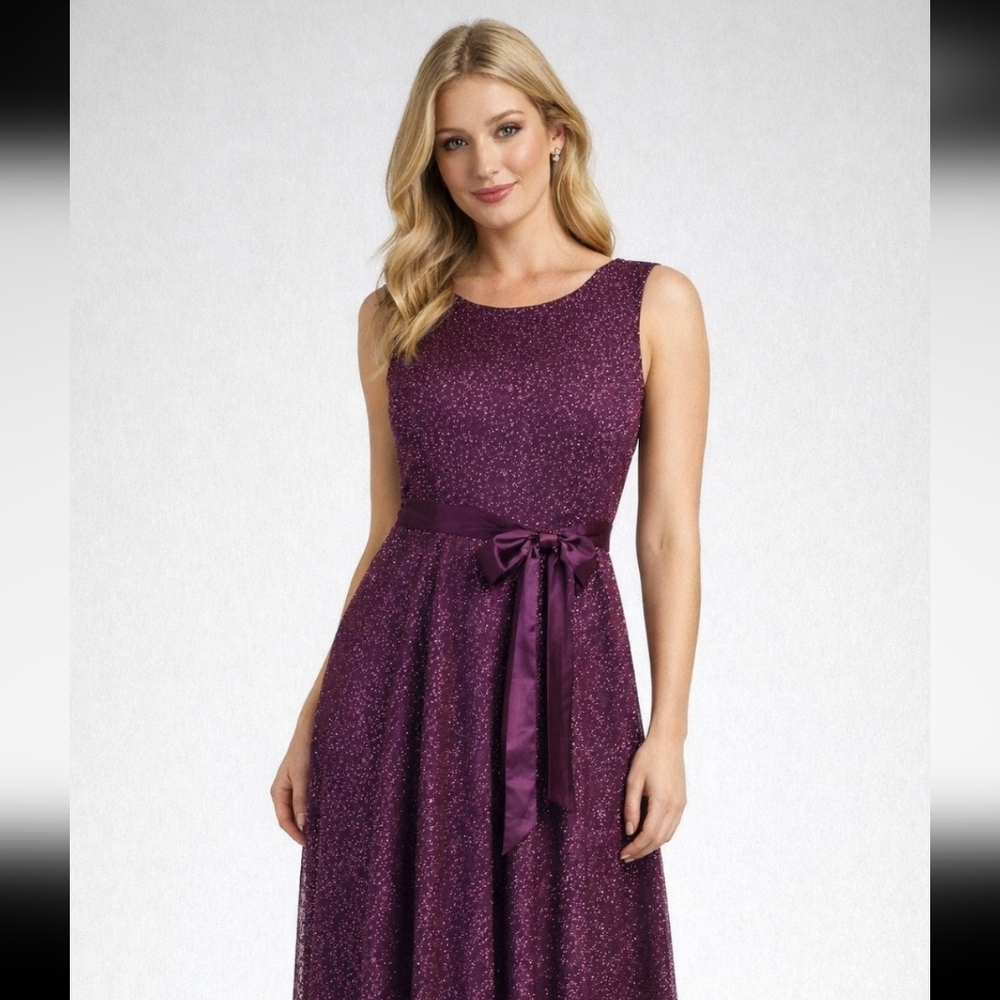 Tahari Elegant Purple Midi Dress